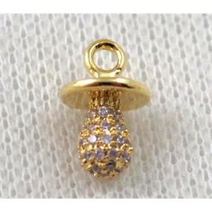 copper lamp pendant paved zircon, gold plated, approx 6-14mm