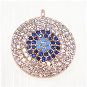 copper Circle pendant paved zircon, rose gold, approx 15mm dia