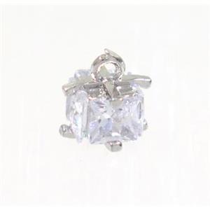 copper pendant pave zircon, platinum plated, approx 5x7mm