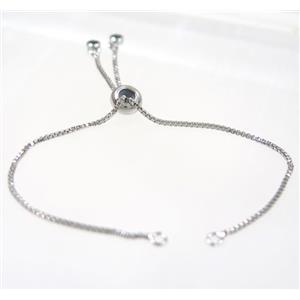 copper chain for bracelet pave black zircon, platinum plated, approx 12cm length, 1mm thin