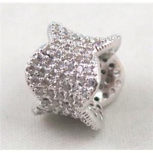 Zircon copper spacer bead, platinum plated, approx 13x10mm