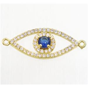 copper eye connector paved zircon, gold plated, approx 10-22mm