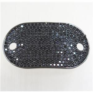 copper runway connector paved zircon, black plated, approx 18x30mm