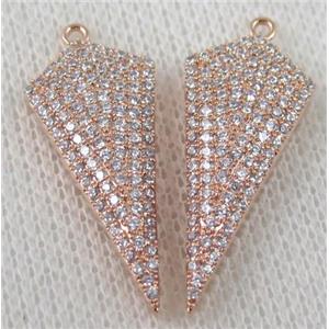 copper pendant paved zircon, approx 12x30mm