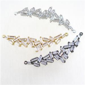 copper connector paved zircon, mix color, approx 11-45mm