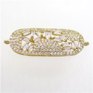 copper connector paved zircon, gold plated, approx 10-29mm