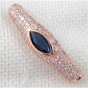 copper bracelet bar pave zircon, rose gold plated, approx 10x40mm