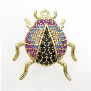copper beetle pendant paved zircon, gold plated, approx 18mm
