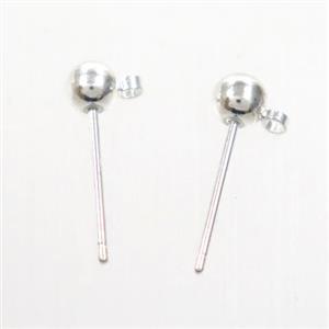 copper earring post studs, color keeping, silver plated, approx 4mm