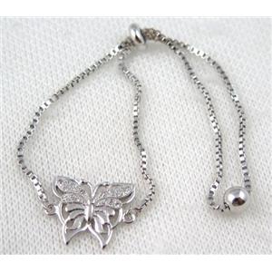 copper bracelet paved zircon, platinum plated, approx 10-20mm bead, 25mm length