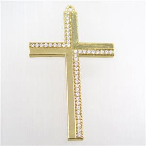 copper cross pendant paved zircon, gold plated, approx 32-50mm