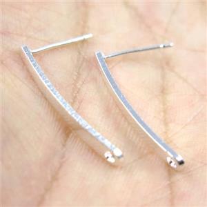 copper earring studs with loop, silver plated, approx 2-23mm