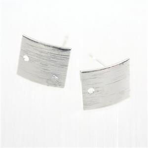 copper earring studs with loop, square, silver plated, approx 9-10mm