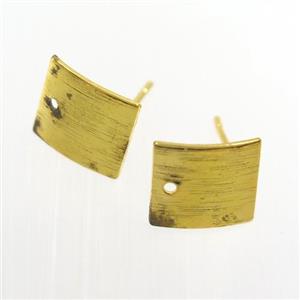 copper earring studs with loop, square, gold plated, approx 9-10mm