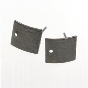 copper earring studs with loop, square, black plated, approx 9-10mm