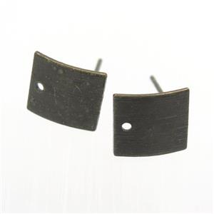 copper earring studs with loop, square, bronze plated, approx 9-10mm