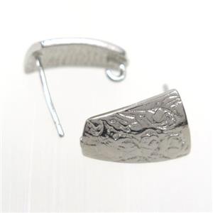 copper earring studs with loop, platinum plated, approx 10-14mm