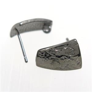 copper earring studs with loop, black plated, approx 10-14mm