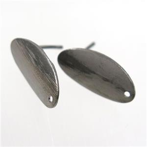 copper earring studs with loop, oval, black plated, approx 9-18mm