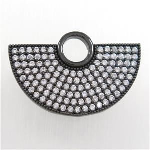 copper fan pendant paved zircon, black plated, approx 15-27mm