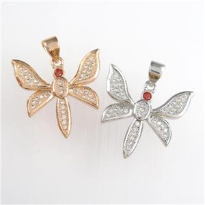copper dragonfly pendants paved zircon, mixed, approx 20mm