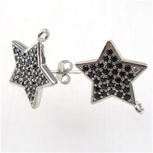 copper earring studs paved zircon, approx 16mm dia