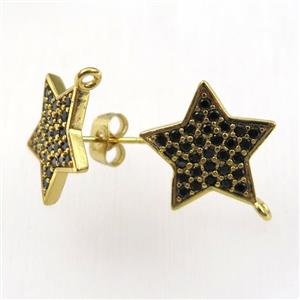 copper earring studs paved zircon, approx 16mm dia