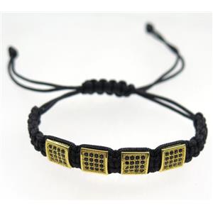 handmade bracelet with beads pave zircon, nylon wire, approx 50-60mm dia