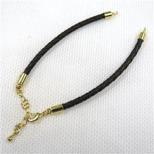 PU leather bracelet chain, approx 3mm