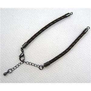 PU leather bracelet with resized chain, approx 3mm