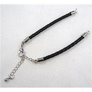 PU leather bracelet with resized chain, approx 3mm