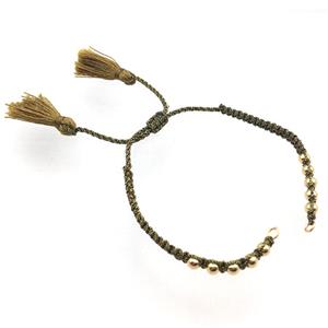nylon wire bracelet chain with tassel, abjustable, approx 5mm, 15cm length