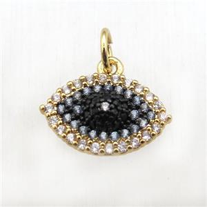 copper eye pendant pave zircon, gold plated, approx 8-14mm