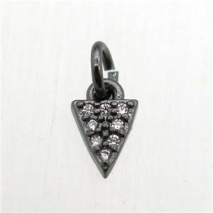 copper arrowhead pendant pave zircon, black plated, approx 4x6mm