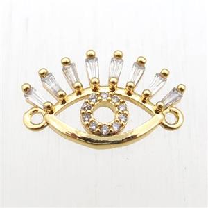 copper eye connector paved zircon, gold plated, approx 12-20mm