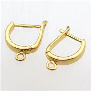 copper Latchback Earrings with loop, gold plated, approx 16-16mm