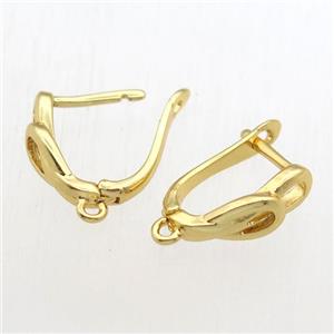 copper Latchback Earrings with loop, gold plated, approx 12-16mm