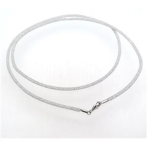 copper mesh nceklace chain with rhinestone, platinum plated, approx 3mm, 26 inch length
