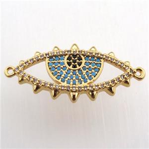 copper eye connector paved zircon, gold plated, approx 13-25mm