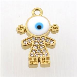 copper girl pendant pave zircon, gold plated, approx 12-16mm