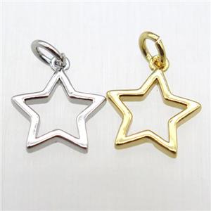 copper star pendant, mixed color, approx 11mm dia