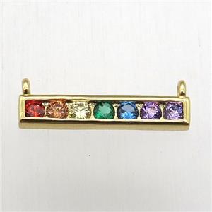 copper pendant pave zircon with 2loops, gold plated, approx 20mm