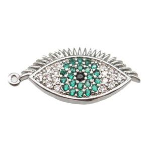 copper eye pendant paved zircon, platinum plated, approx 10-20mm