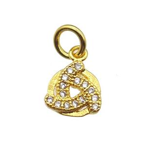 copper windmill pendant paved zircon, gold plated, approx 8mm