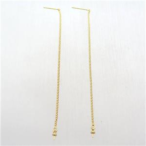 copper Stud Earrings wire, gold plated, approx 100mm length