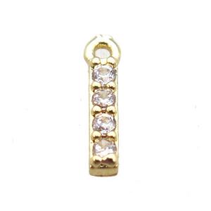 copper letter-I pendant paved zircon, gold plated, approx 5-8mm