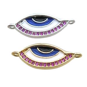 copper eye connector paved zircon, mixed color, approx 8-18mm