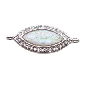 copper eye connector paved zircon with shell, platinum plated, approx 10-20mm