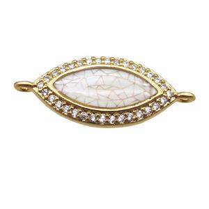 copper eye connector paved zircon with shell, gold plated, approx 10-20mm