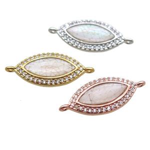 copper eye connector paved zircon with shell, mixed color, approx 10-20mm